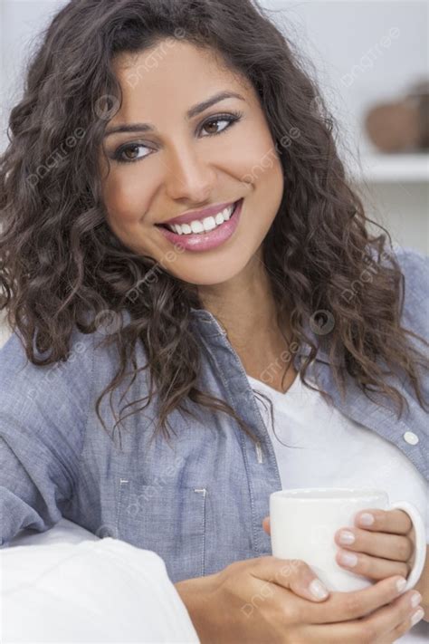 Beautiful Young Mixed Race Latina Hispanic Woman Smiling Background And