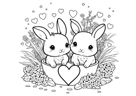 Two little bunnies - Rabbit & Bunny Coloring Pages - Page undefined/