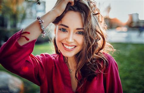 Evgeny Freyer, face, women, blue eyes, smiling, portrait, HD Wallpaper ...