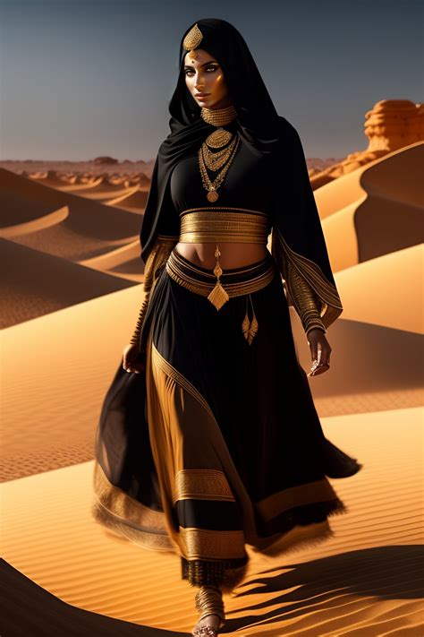 Lexica - Beautiful arabian woman wearing black clothes and a tribly hat