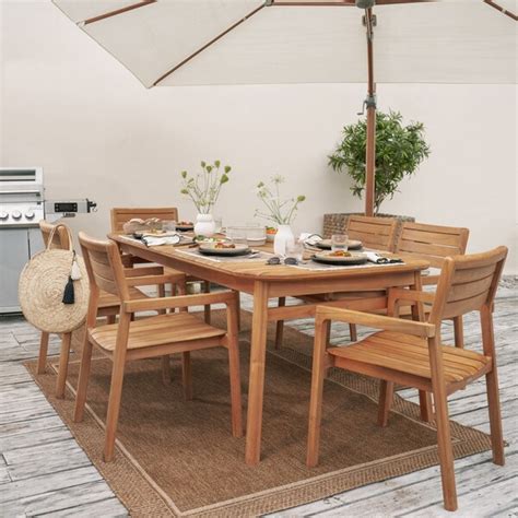 Mesa Extensível 8 Lugares - Mesa de Jardim Extensível 8 Lugares Retangular 76x204x100cm Teca Marrom ...