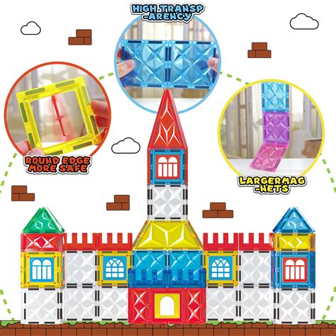 MIKIBLUE Magnetic Tiles – 100 Piece Magnetic Building Blocks for kids