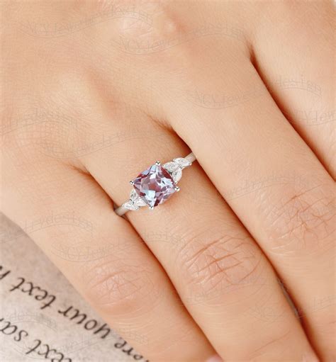 Alexandrite Engagement Ring Cushion Cut Alexandrite Ring - Etsy