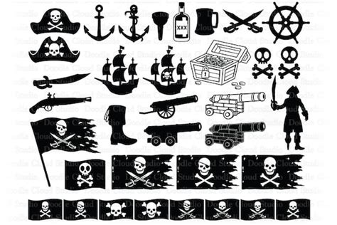 Pirate Bundle SVG, Pirate SVG files for Silhouette Cameo and Cricut. Jolly Roger, Pirate Ship ...