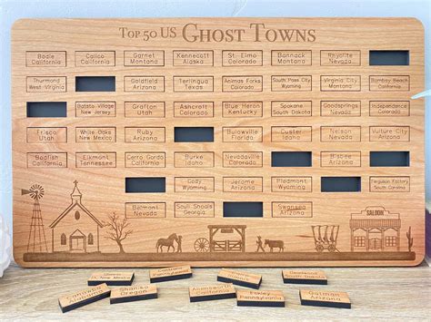Top 50 US Ghost Towns Bucket List Board | Ghost Town Themed Gift