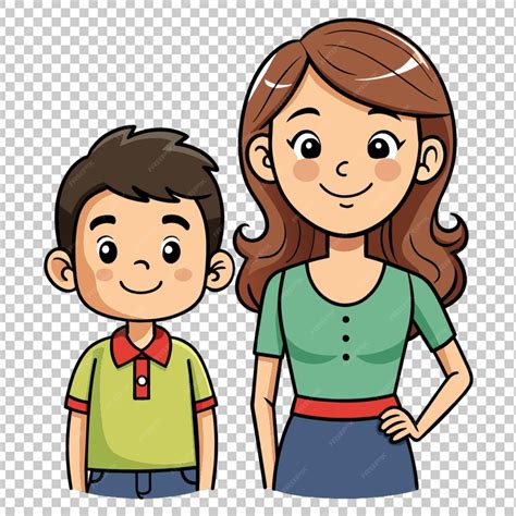Premium PSD | Vector hand drawn mom and son cartoon illustration