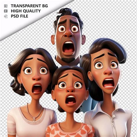 Premium PSD | Poor Black Family 3D Cartoon Style white background isola