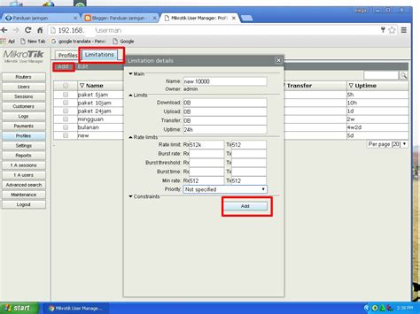 panduan jaringan  limit hotspot mikrotik