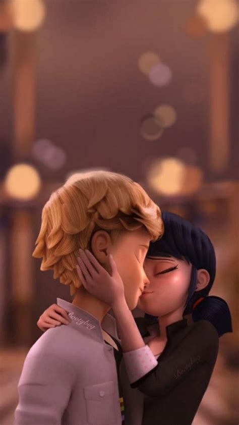 Download Ladybug And Cat Noir Kiss Realistic Wallpaper | Wallpapers.com