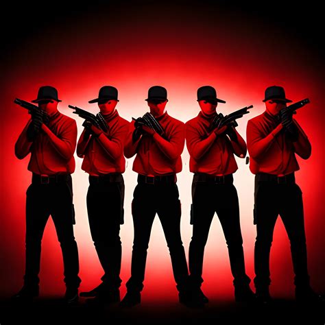 Black background with red gang handling guns , Trippy - Arthub.ai