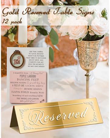 amazoncom cwjcytnsn pcs reserved table signs gold reserved signs