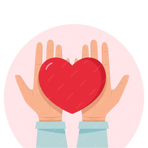 Premium Vector | Hands holds and giving red heart Concept of charity
