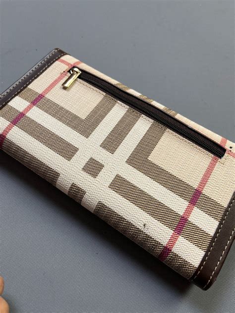 Faux Burberry Wallet Classic Check Design Leather Contrast Trim ...