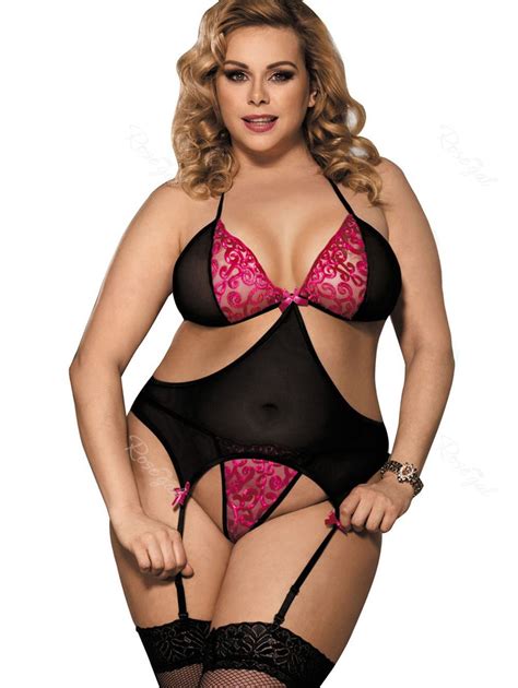 [32% OFF] Halter Plus Size Embroidery Bustier | Rosegal