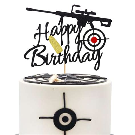 amazoncom arthsdite gun happy birthday cake topper bullet target