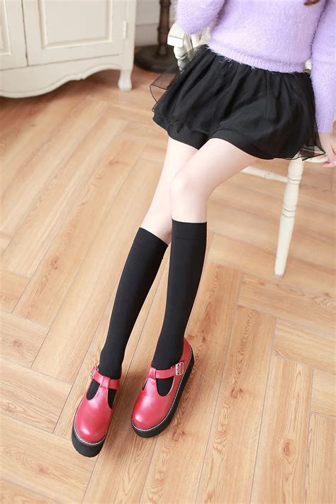 Однотонные черные и белые длинные носки | AliExpress