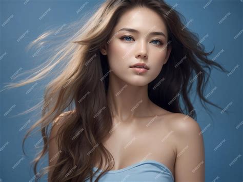 Premium AI Image | Beauty Russian Japanese women long haired on studio