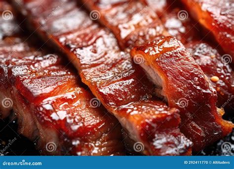 Macro Shot on the Surface Texture of Glazed Pork Ribs Stock Photo ...