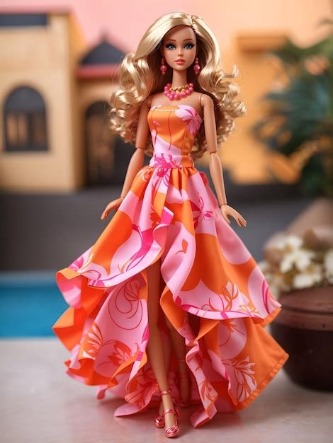 Premium AI Image | Barbie Doll New Summer Dress Orange and Hot Pink