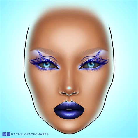 Blue Alien Inspired Digital Makeup Face Chart nel 2025