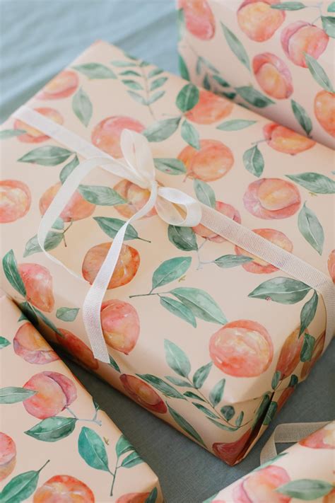 peach garden gift wrap peach wrapping paper peaches fruit luxury