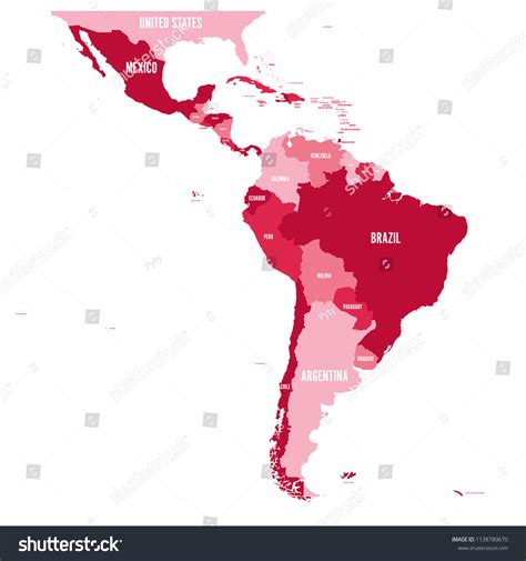 Political Map Latin America Simple Flat Stock Vector (Royalty Free