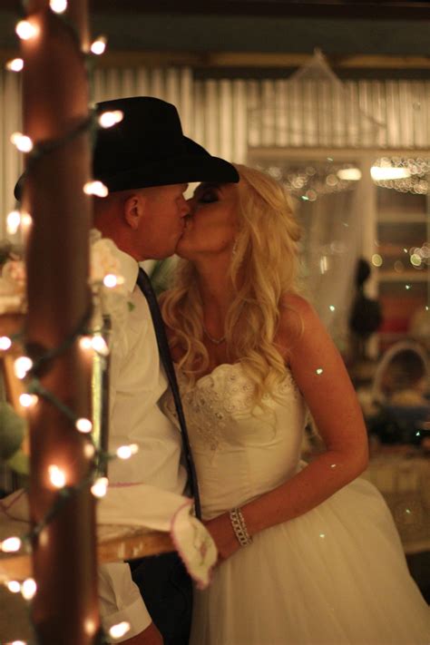 Cowboy kisses, rustic wedding, wedding photos | Rustic shabby chic