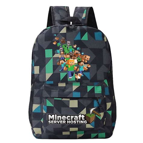 Minecraft Backpack for Adjustable Straps Front Pocket Daypack Backpacks