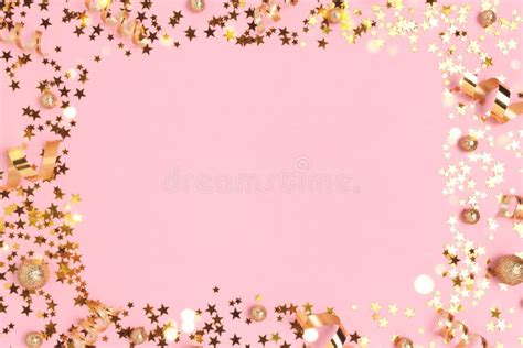 Border Frame Made of Gold Colored Confetti. Stock Image - Image of ...