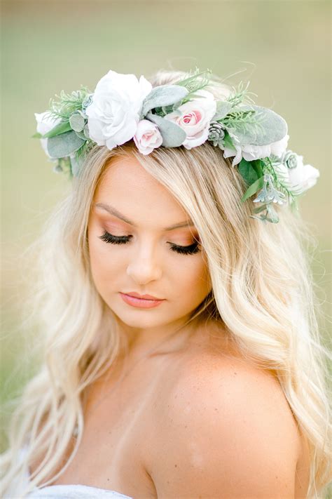 Wedding Flower Crown, Bridal Flower Crown, White and Pink Flower Crown