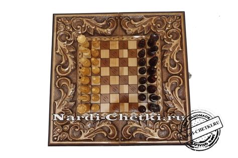 Купить резные шахматы-нарды-шашки "Гетман" | Chess board