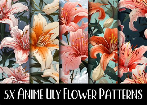 Anime Lily Flower Patterns Collection Graphic by Asad Jamil · Creative