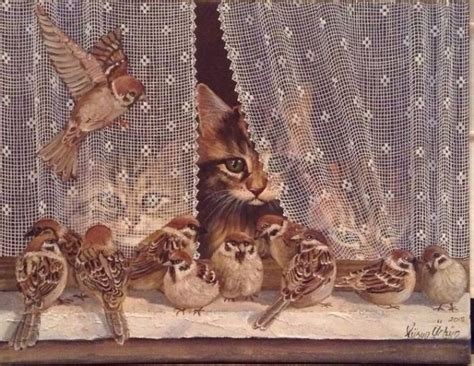 Художники.( Животные. Птицы..). | Cat art illustration, Cat painting ...