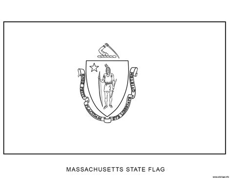 page de coloriage du drapeau de l'État du Massachusetts - Observer