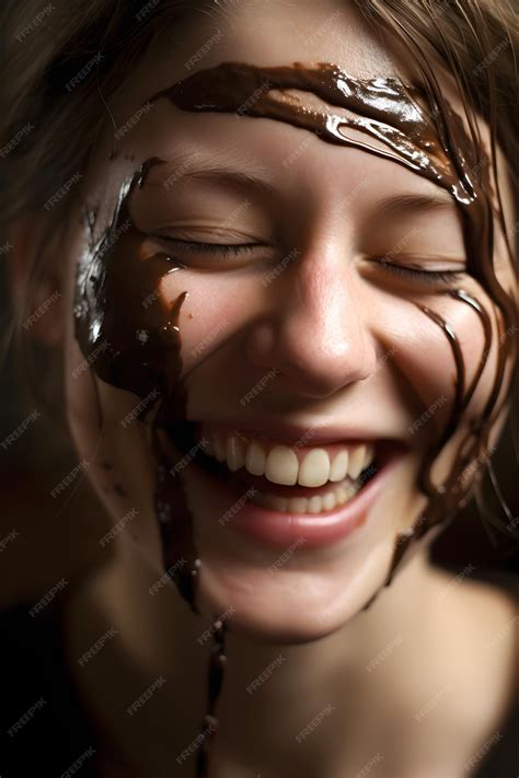 premium ai image  girl  chocolate   face  chocolate