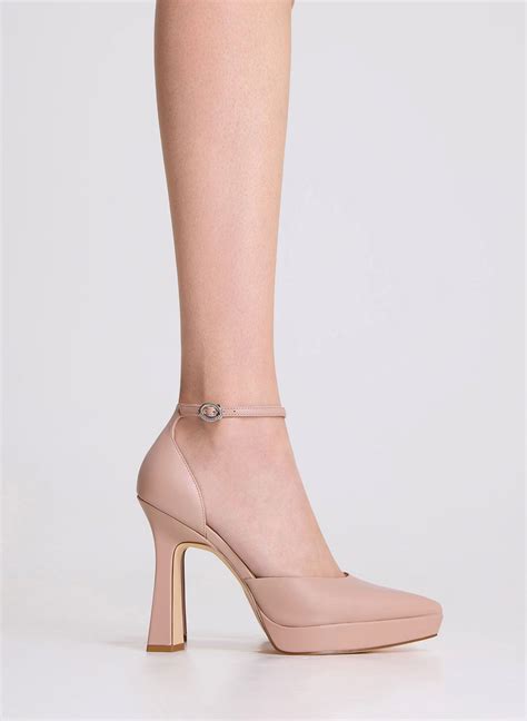 nude ankle strap dorsay pumps charles keith