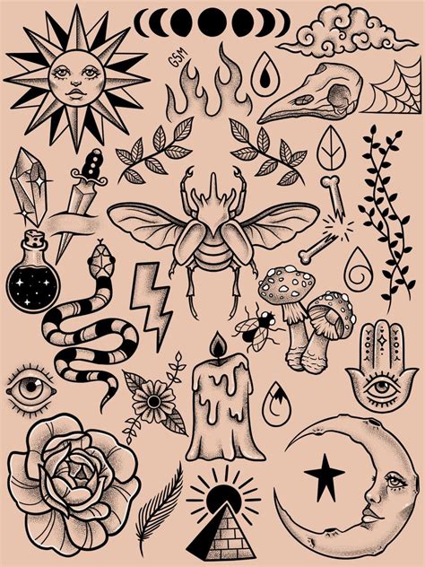 Get Free Printable Tattoo Flash Sheets – Easy Designs! - Printables for