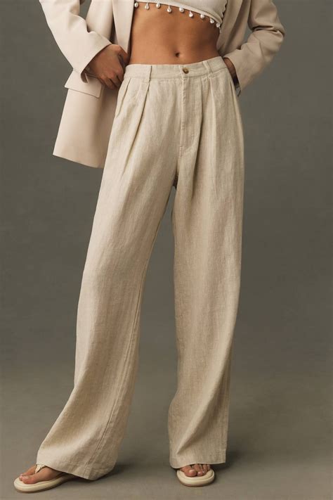 Denimist Double-Pleat Linen Wide-Leg Pants | Wide leg linen pants