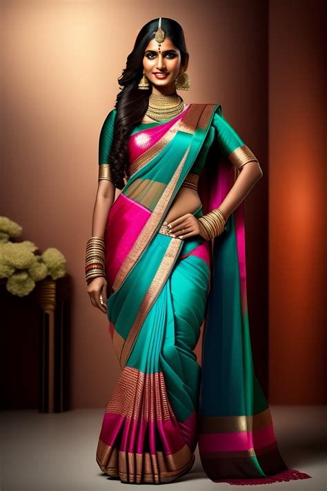 Lexica - Young indian woman in a saree, massive downblouse