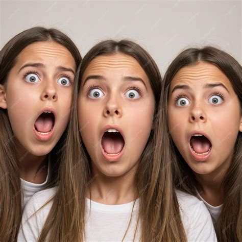 Four girls with their mouths open one has the other showing a surprised