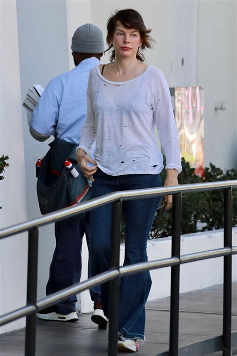 Milla Jovovich Jeans Milla Jovovich In Los Angeles, California On