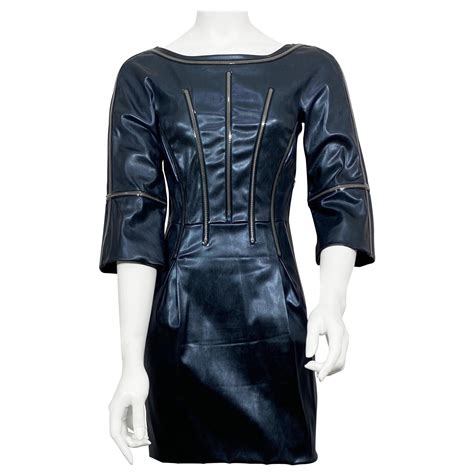 Dolce and Gabbana Runway Fall 2007 Black Metallic Leather Dress-Size 42