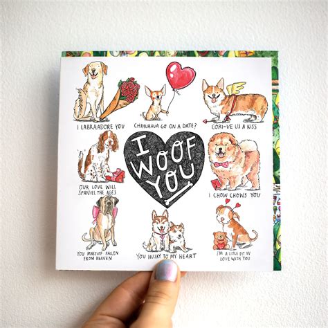 I Woof You Love and Dog Puns Funny Humour valentines - Etsy