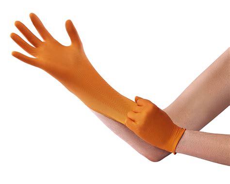 Snapklik.com : Orange Nitrile Gloves, 8 Mil Thick, 50 Count, Maximum