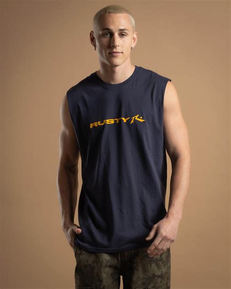 Shop Rusty Vital Muscle Tank In Navy Blue - Fast Shipping & Easy