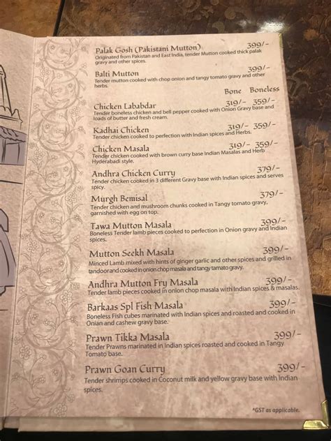 Menu at Barkaas Indo-Arabic Restaurant, Lucknow