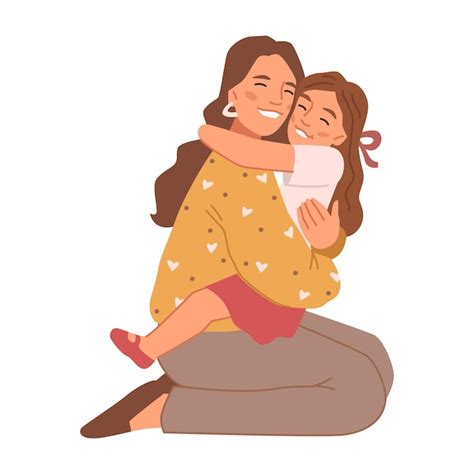 Desenho De Mãe E Filha Se Abraçando Fácil - Mãe abraçando filha sorridente pessoas felizes | Vetor Premium