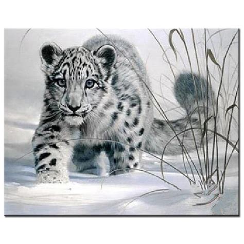 100% Full 5D Diy Daimond Painting Snow Leopard 3D Diamond Painting ...
