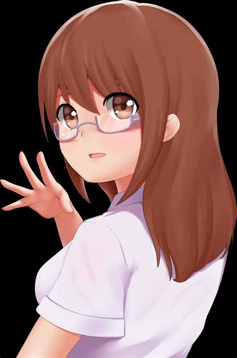 Download Anime Girl With Glasses Gesture | Wallpapers.com