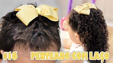 Penteado Infantil Com Laço - Penteado Infantil SEMI-PRESO com LAÇO DOURADO e Ligas de Silicone #16 ...